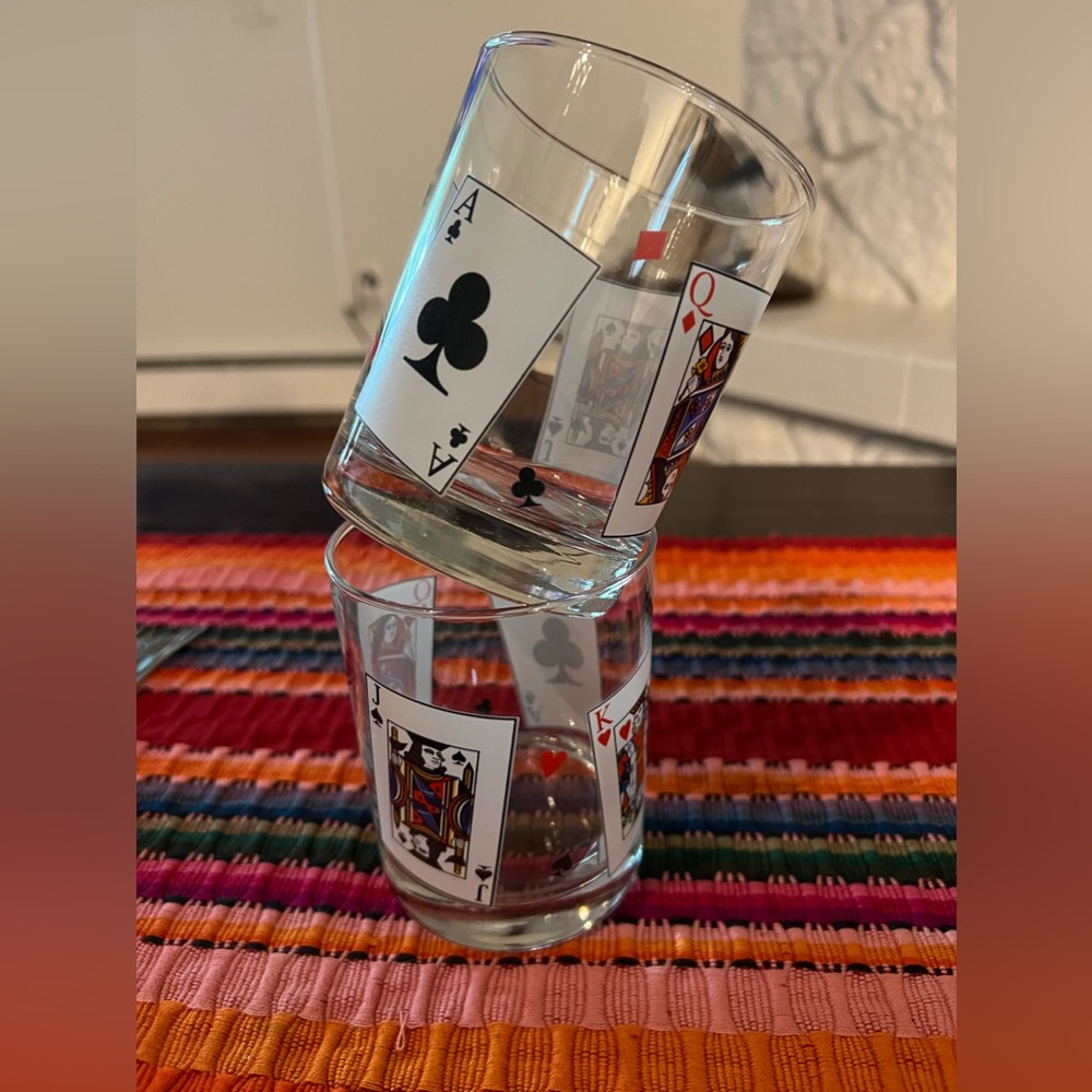 Set of Two Vintage Card Glasses